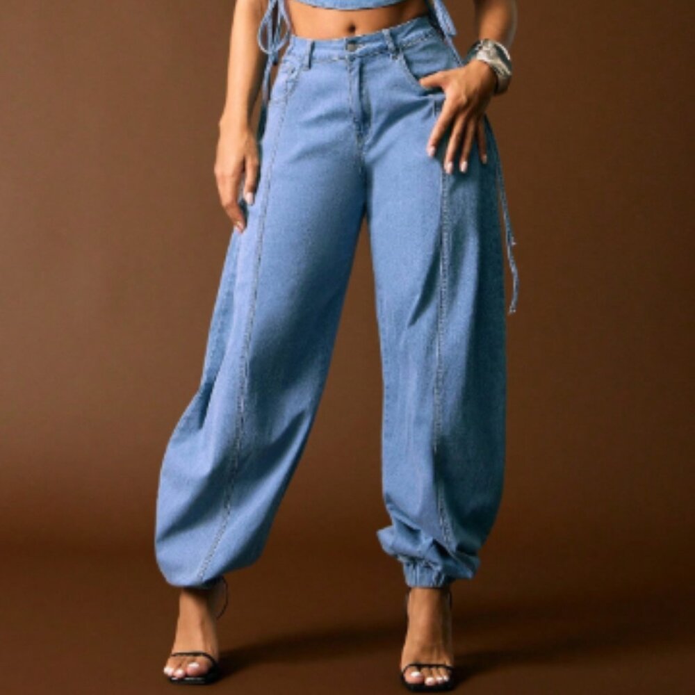NEW 2026 Blue light wash balloon baggy jeans